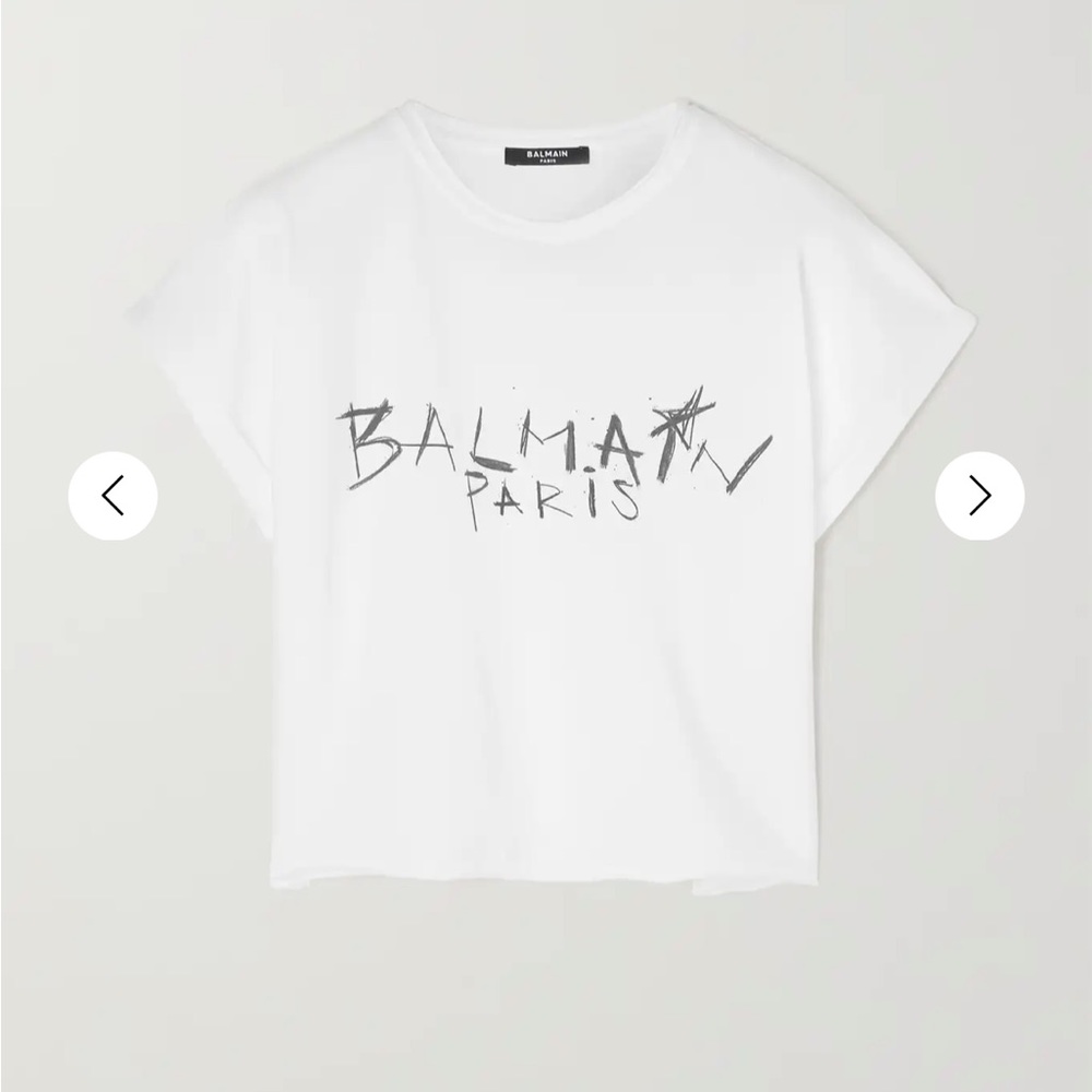 Balmain white cropped boxy tee size small